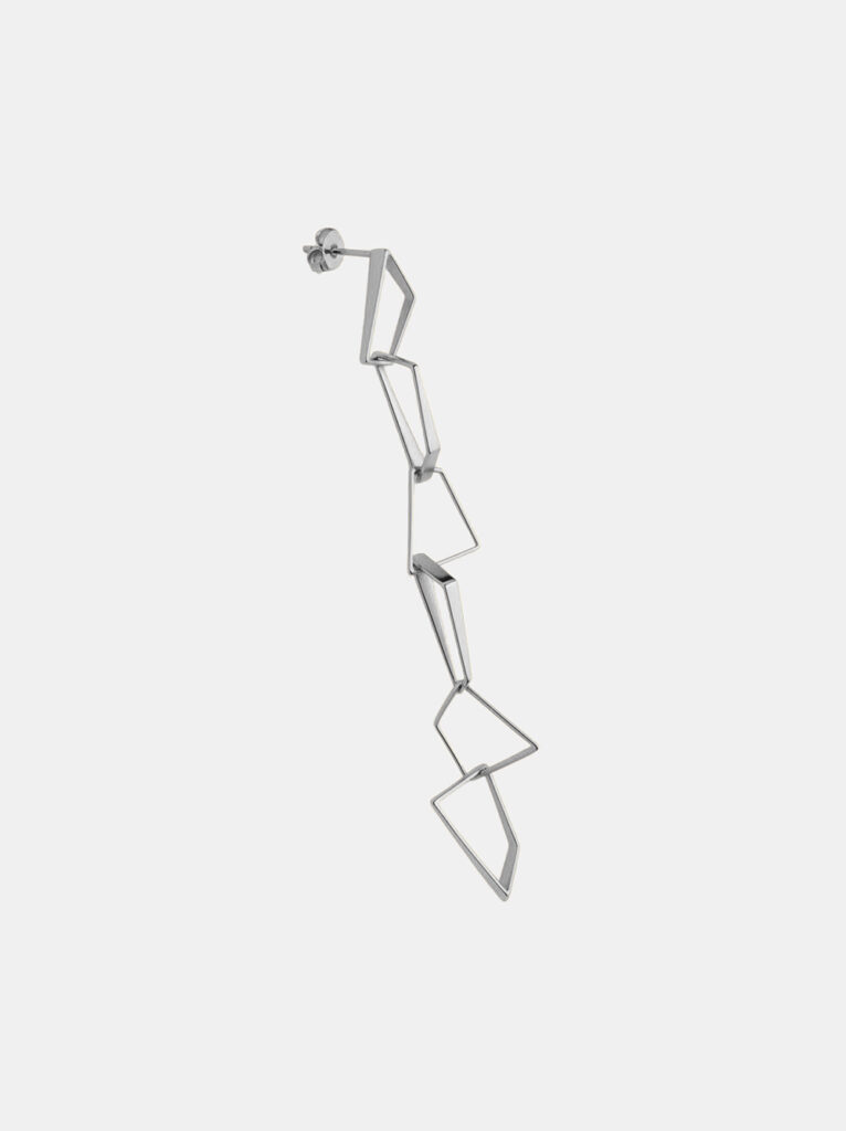 Single Earring, 925 Sterling Silver - Edgy 6