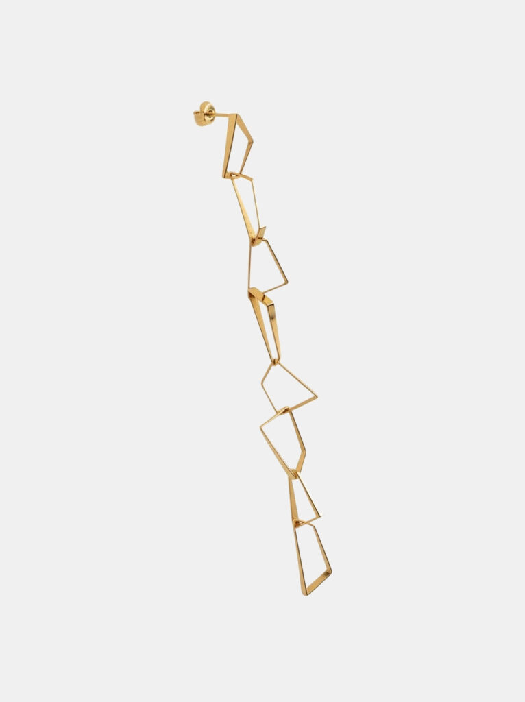 Single Earring, 925 Sterling Silver, Yellow Gold Plated - Edgy 8