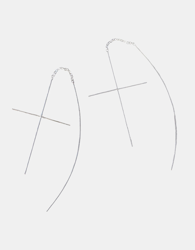 Earrings, 925 Sterling Silver - Cross