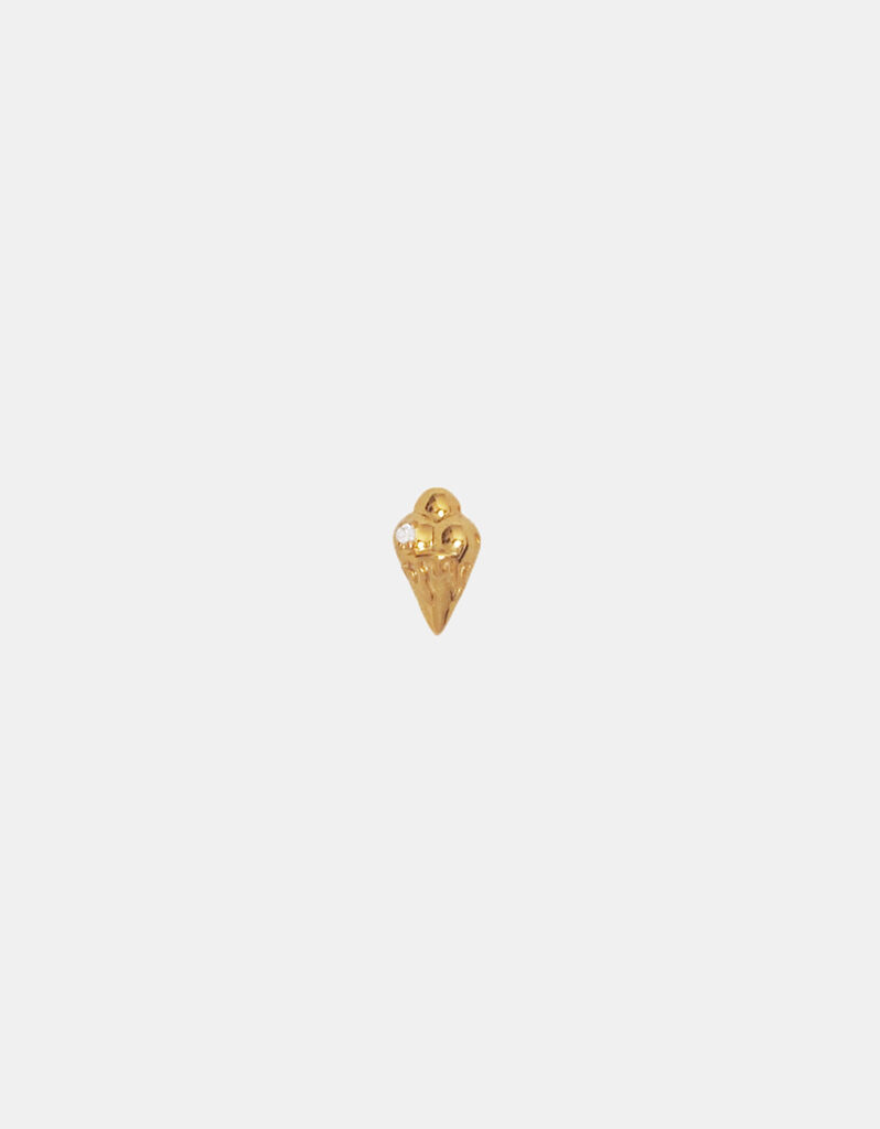 Single Earring with Diamond, 18K Yellow Gold - Melting Icecream