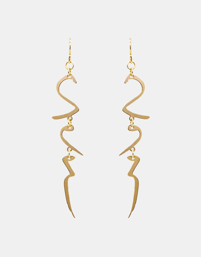 Earrings, 925 Sterling Silver, Yellow Gold Plated - Sen Drop