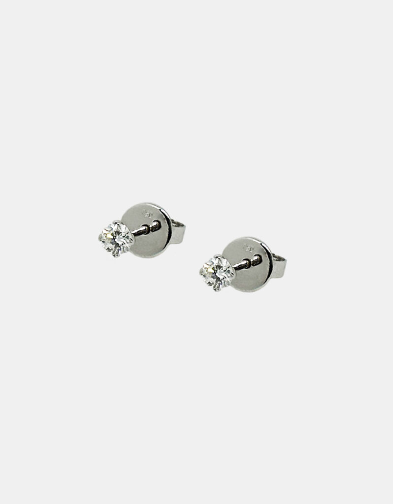 Earrings, 18K White Gold - Diamond Stud