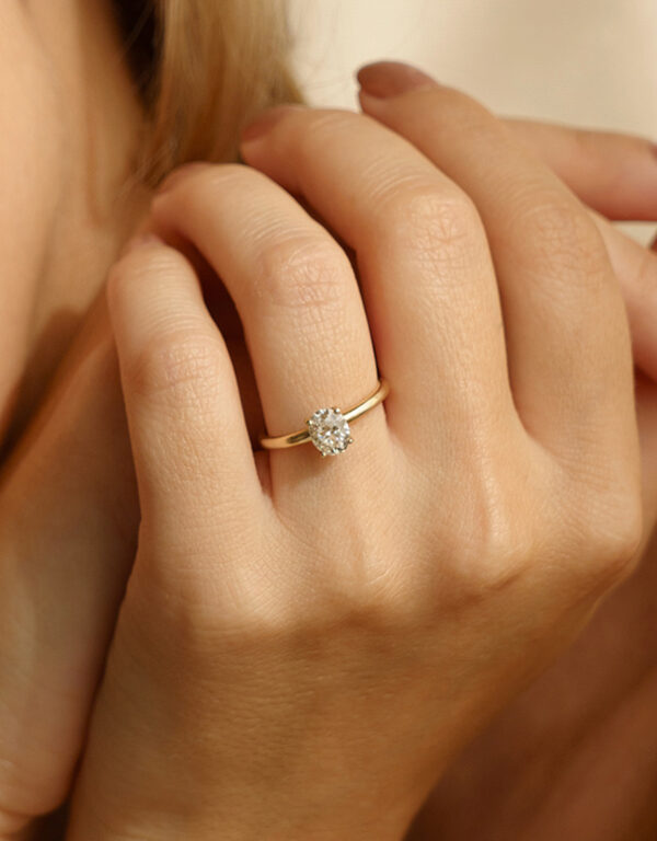 Oval Solitaire ring, 14K yellow gold