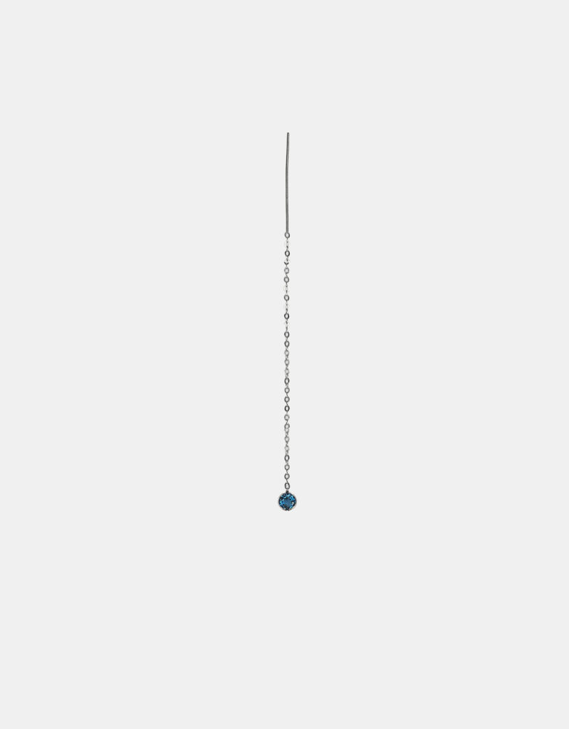 Single Earring with London Blue Topaz, 925 Sterling Silver - Spark