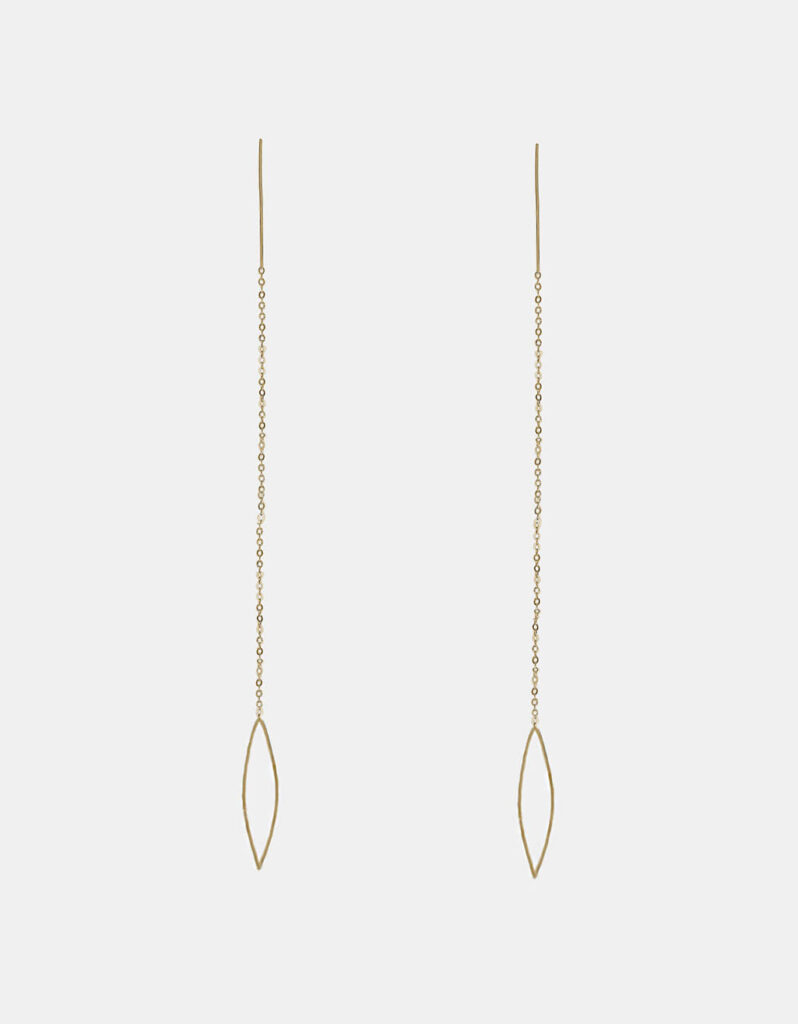 Earrings, 925 Sterling Silver, Yellow Gold Plated - Leaf