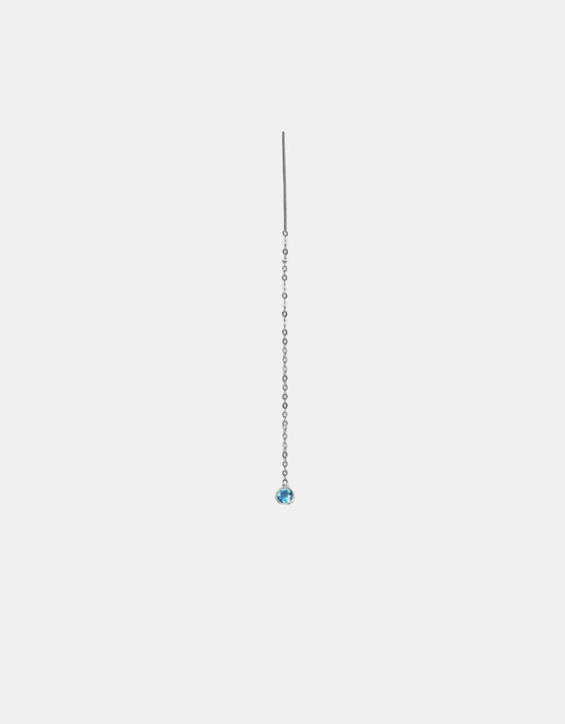 Single Earring with Swiss Blue Topaz, 925 Sterling Silver - Spark
