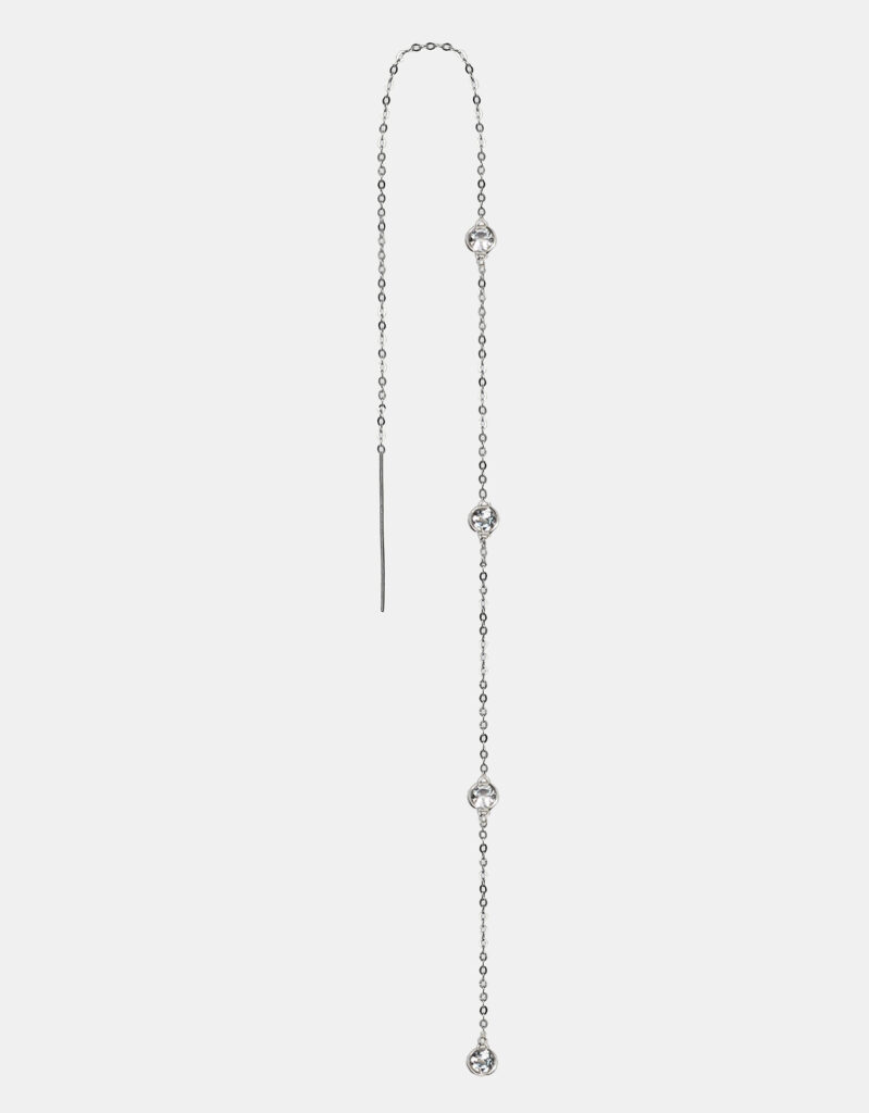 Single Earring with 4 White Topazes, 925 Sterling Silver - Catch