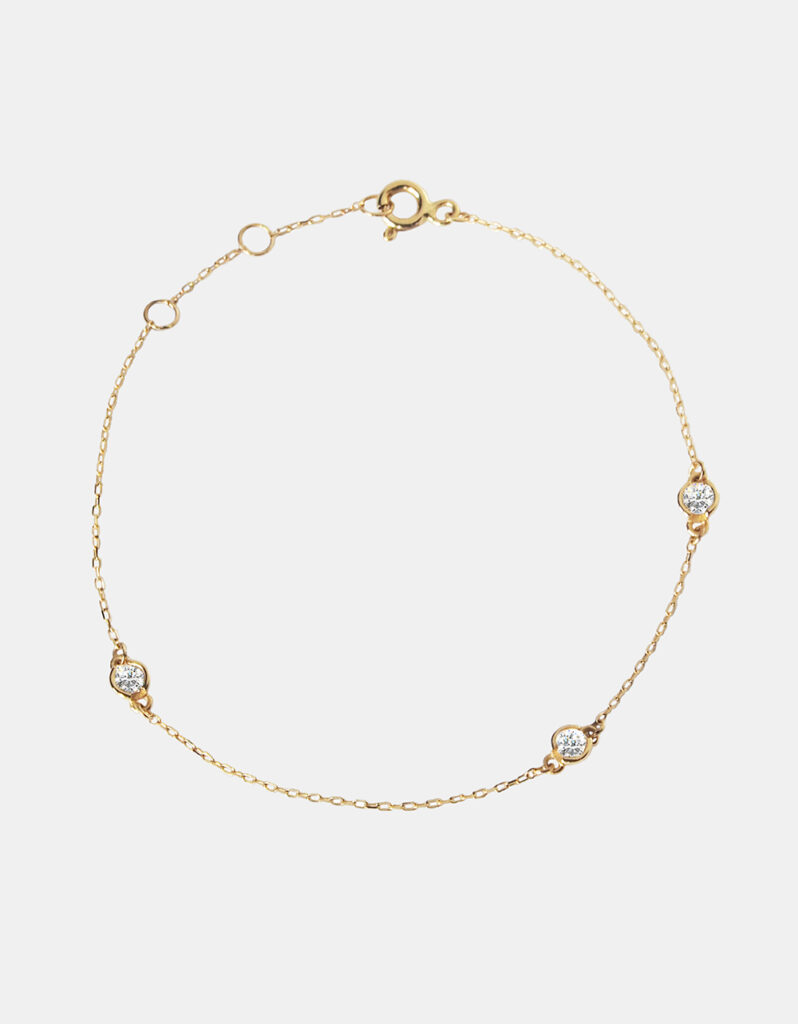 Bransoletka z 3 brylantami, 14K żółte złoto - Catch