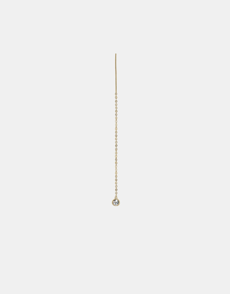 Single Earring with White Topaz, 925 Sterling Silver, Yellow Gold Plated - Spark