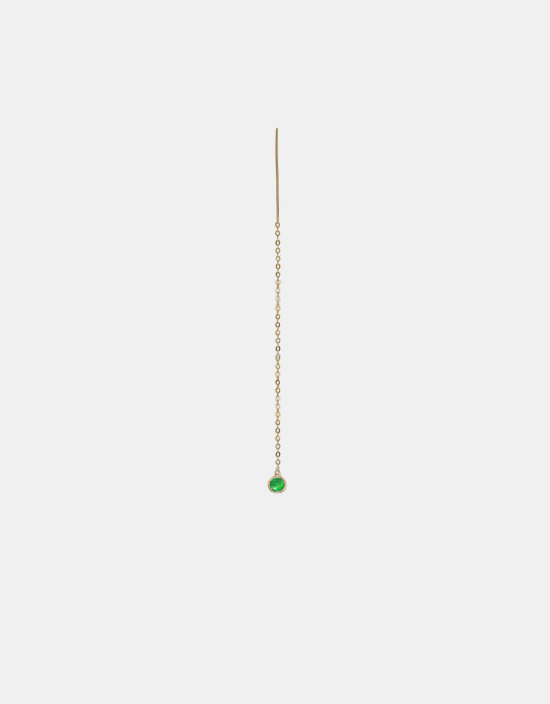 Single Earring with Chrome Diopside, 925 Sterling Silver, Yellow Gold Plated - Spark