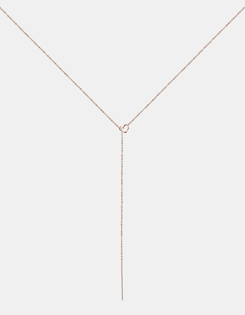 Necklace, 925 Sterling Silver, Rose Gold Plated - Heart Love