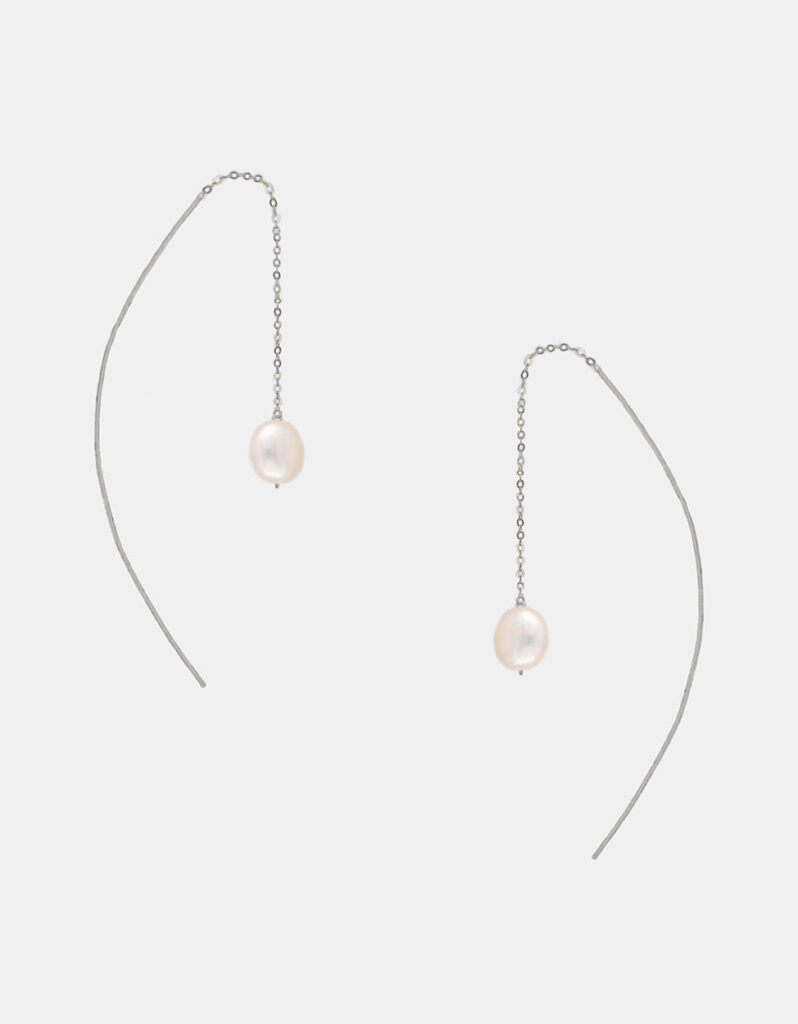 Earrings with Pearls, 925 Sterling Silver - Short Aqua