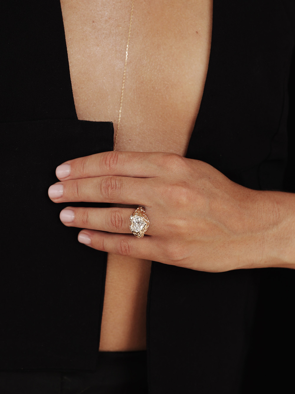 Pierścionek Desire Heart z diamantem laboratoryjnym w szlifie serca, 14K żółte złoto _ 2,08 ct