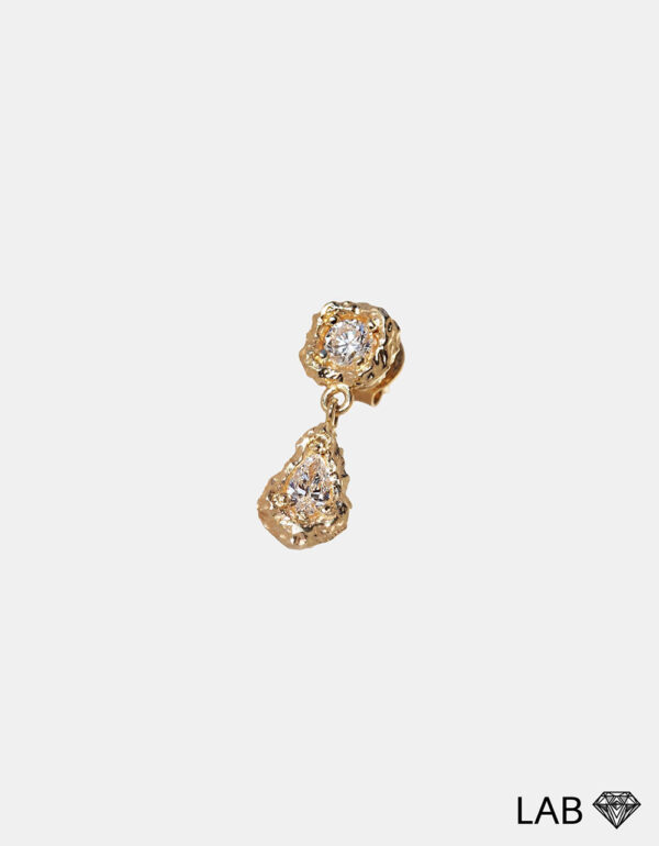 Single Desire Lab Diamond Drop earring, 14K yellow gold