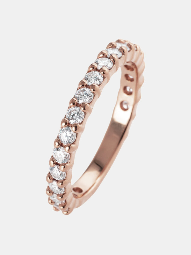 Pierścionek z brylantami laboratoryjnymi, 14K różowe złoto - Sparkle Band
