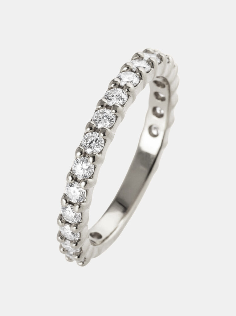 Pierścionek z brylantami laboratoryjnymi, 14K białe złoto - Sparkle Band