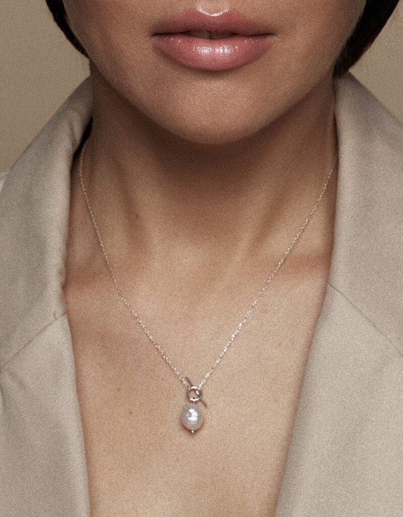 Necklace with Pearl, 925 Sterling Silver - Aqua No. 2