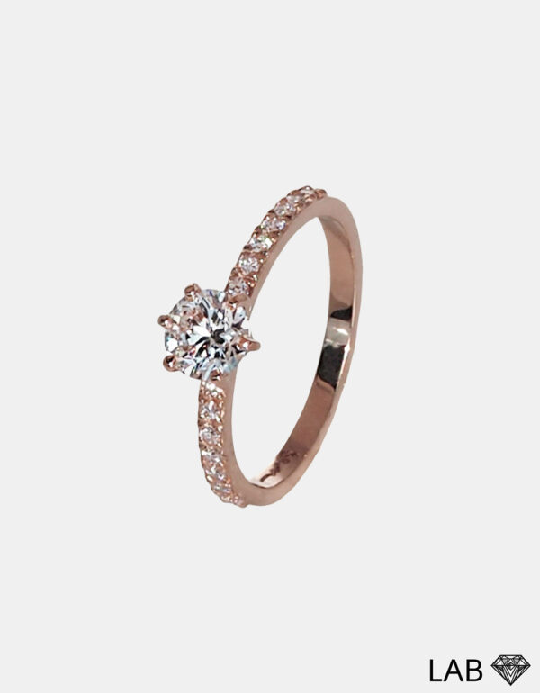 Pierścionek Accented Brillant z laboratoryjnymi diamentami, 14K różowe złoto _ 1,32 ct