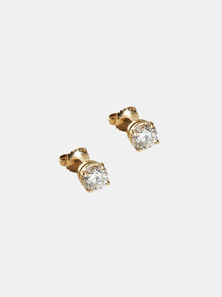 Kolczyki z brylantami laboratoryjnymi, 14K żółte złoto - Diamond Studs