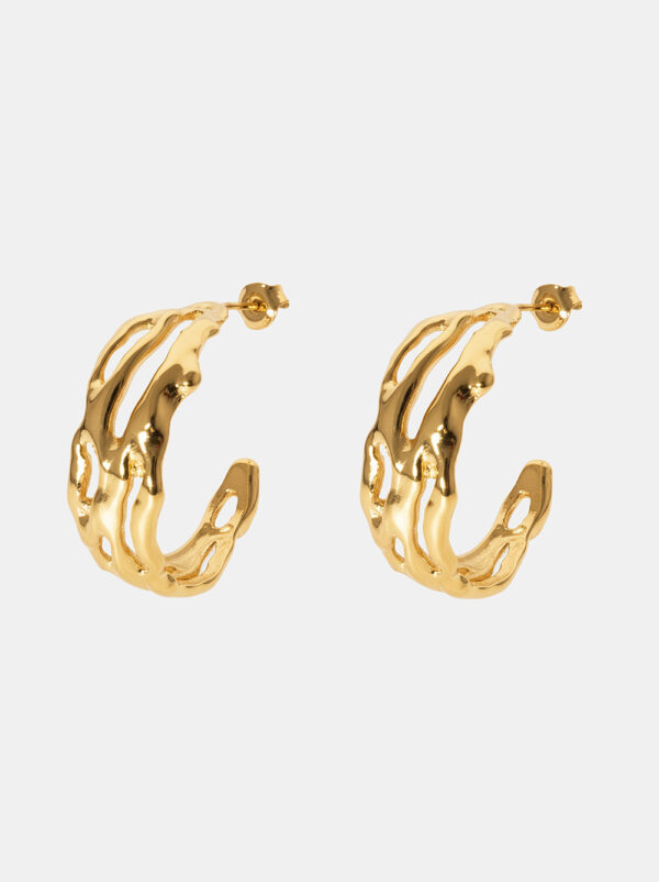Kolczyki srebrne, złocone - Fluid Hoops