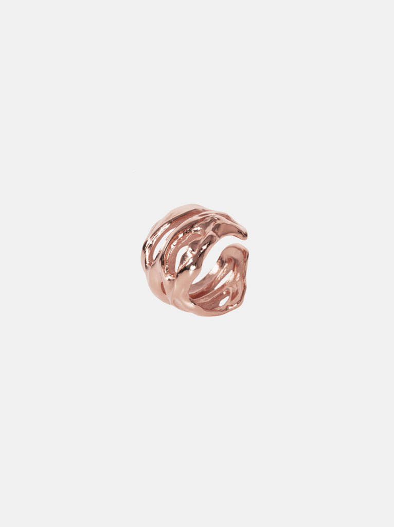 Ear Cuff, 925 Sterling Silver, Rose Gold Plated - Fluid