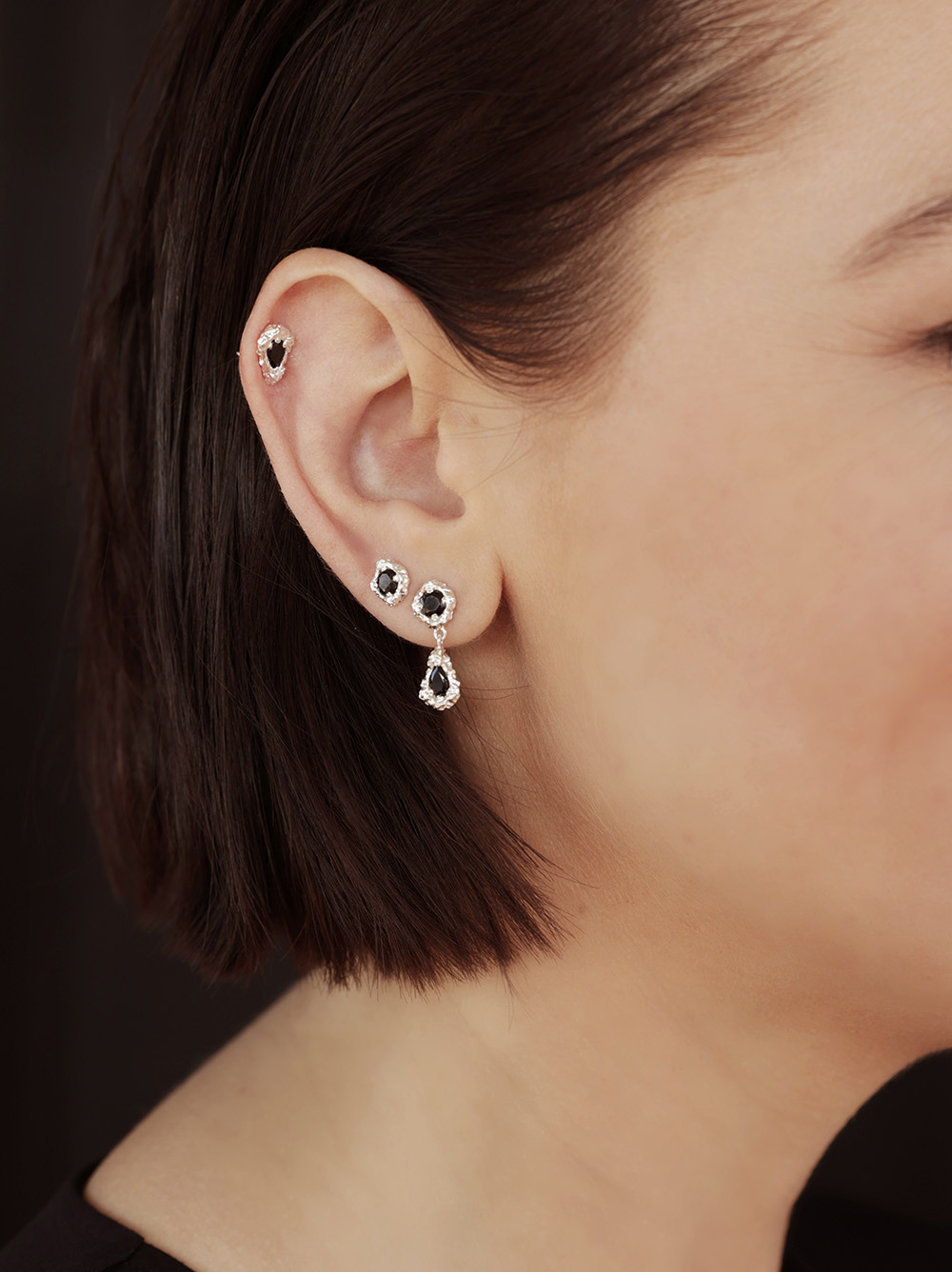 Kolczyki srebrne, onyks - Desire Studs