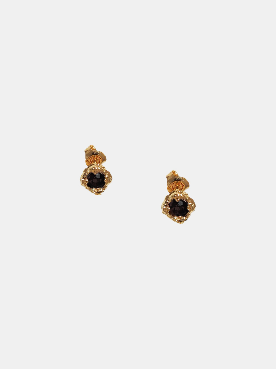 Kolczyki srebrne, złocone, onyks - Desire Studs