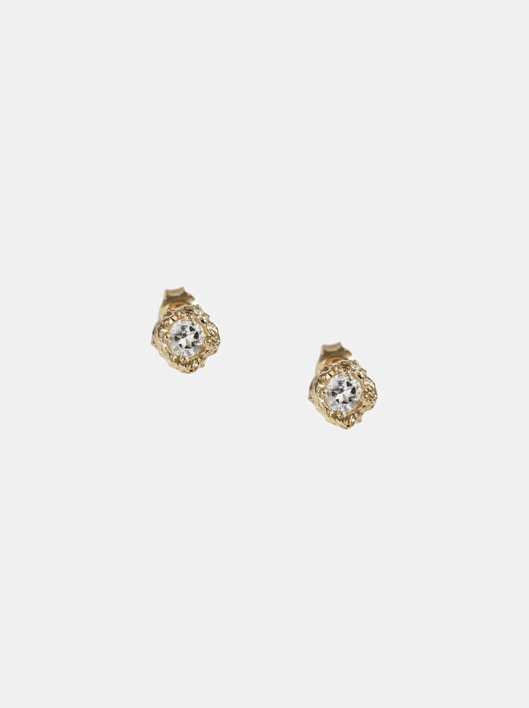 Kolczyki z topazem, srebro 925, złocenie żółte - Desire Studs