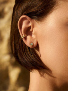 Kolczyki srebrne, złocone, topaz - Desire Studs