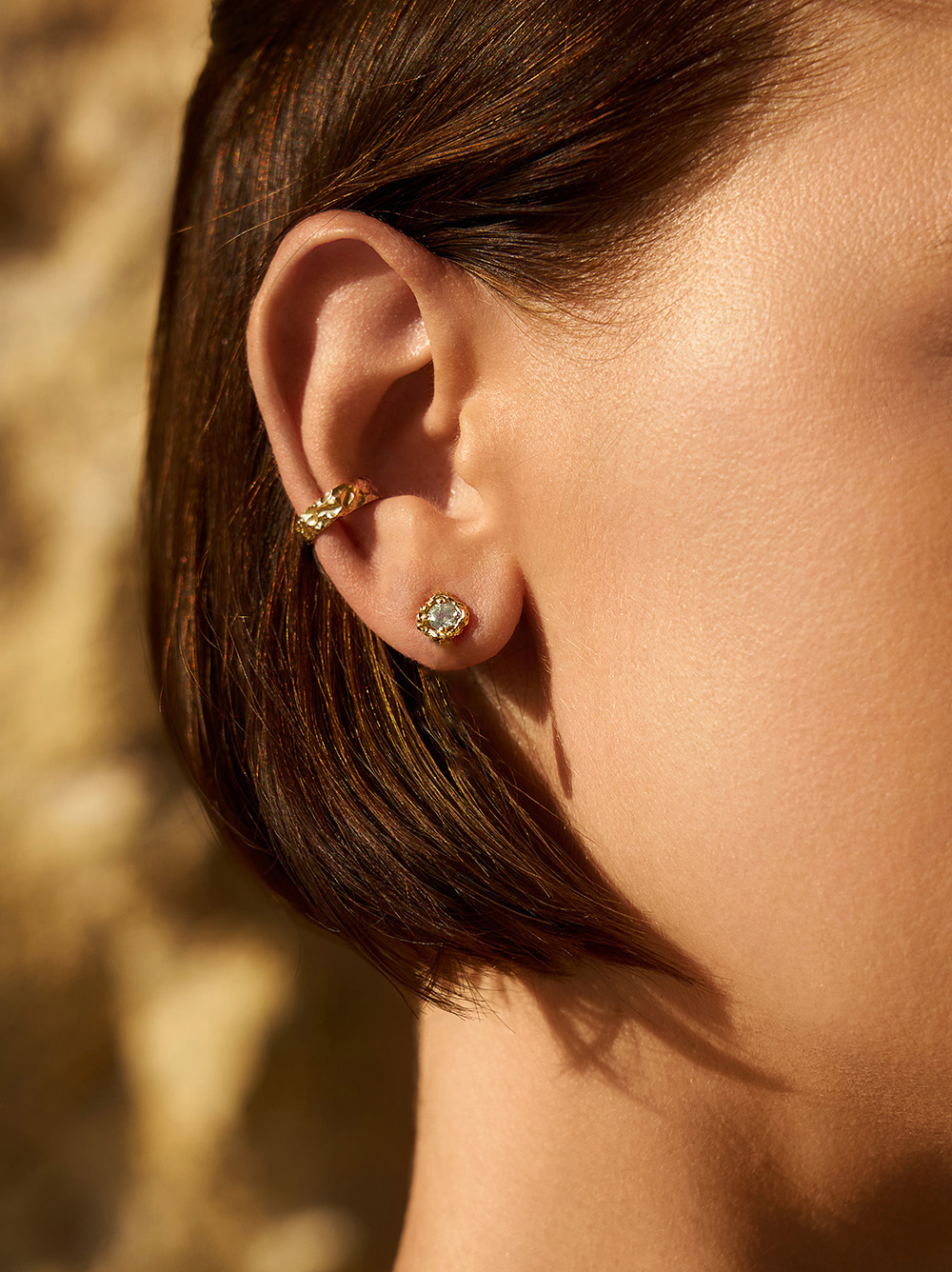 Kolczyki srebrne, złocone, topaz - Desire Studs