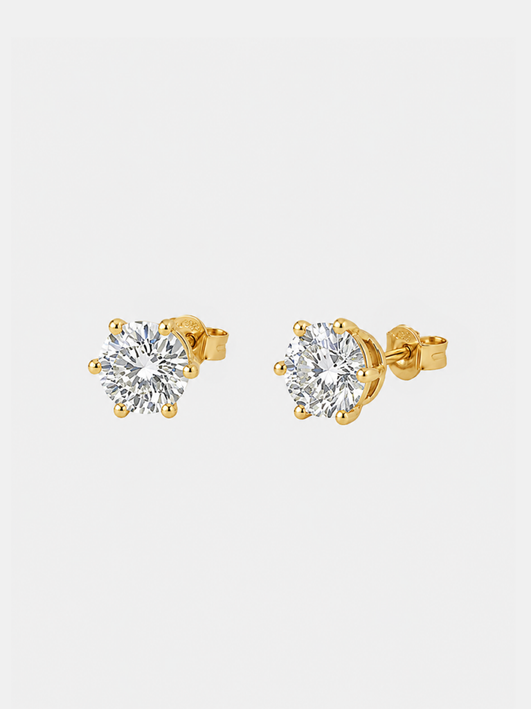 Kolczyki złote, diament lab - Classic Studs 2ct